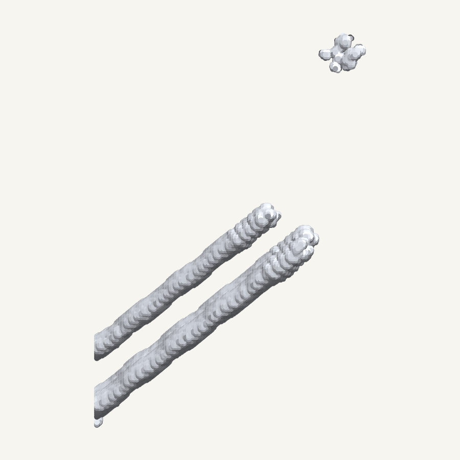 Cannulated screws, rendered in three dimensions from
             the released segmentation